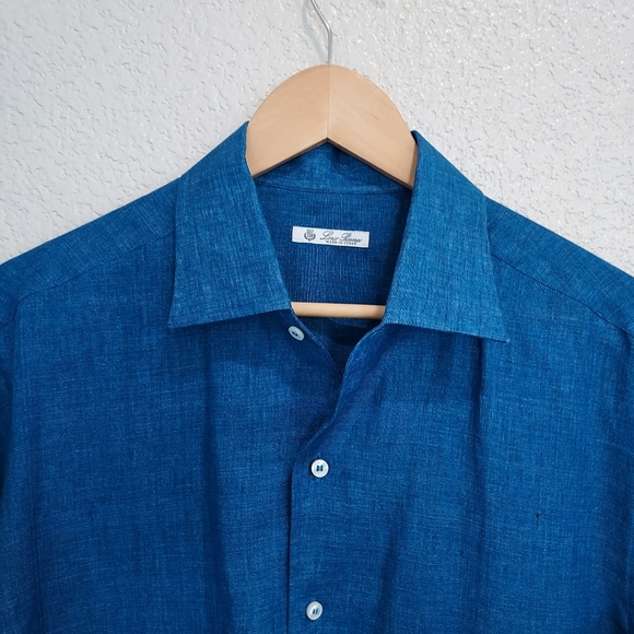 Loro Piana Blue Long Sleeve Button Down - Picture 3 of 13